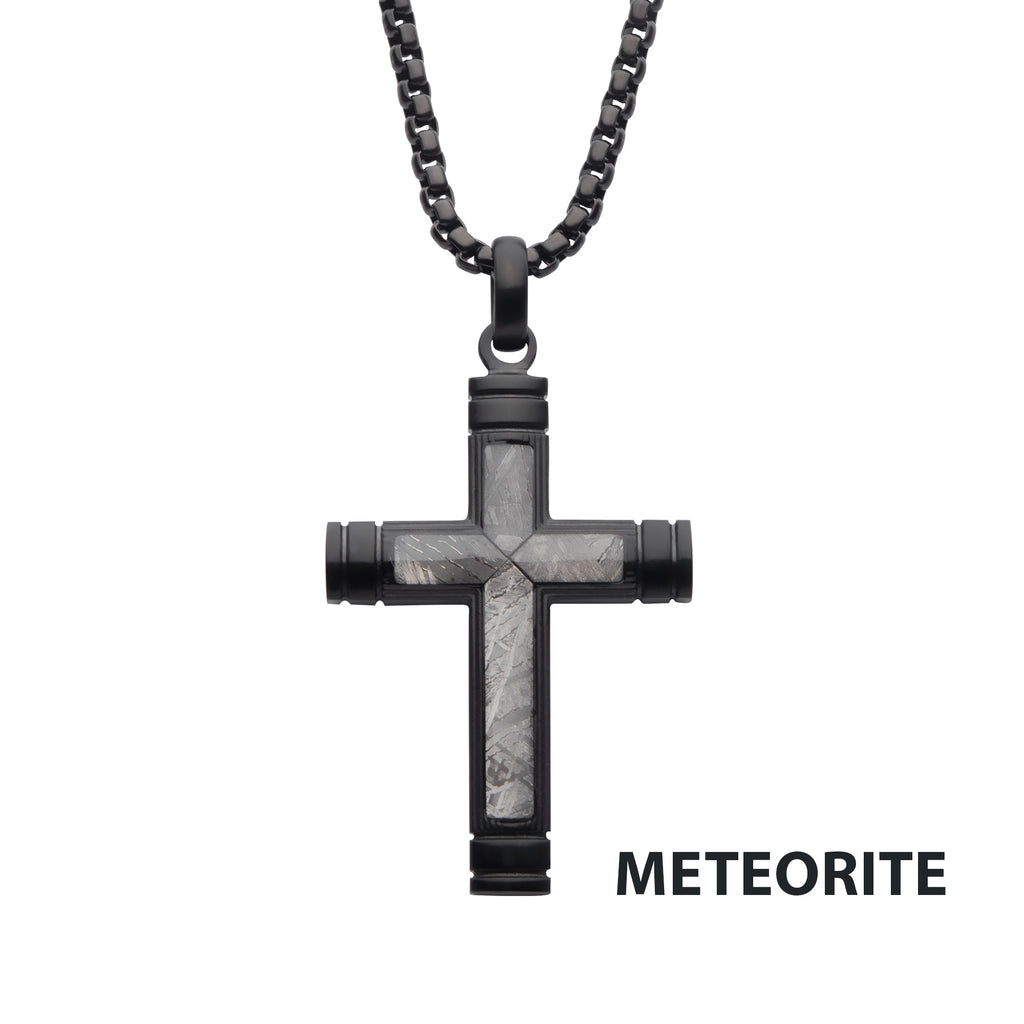 Black Meteorite Cross Pendant