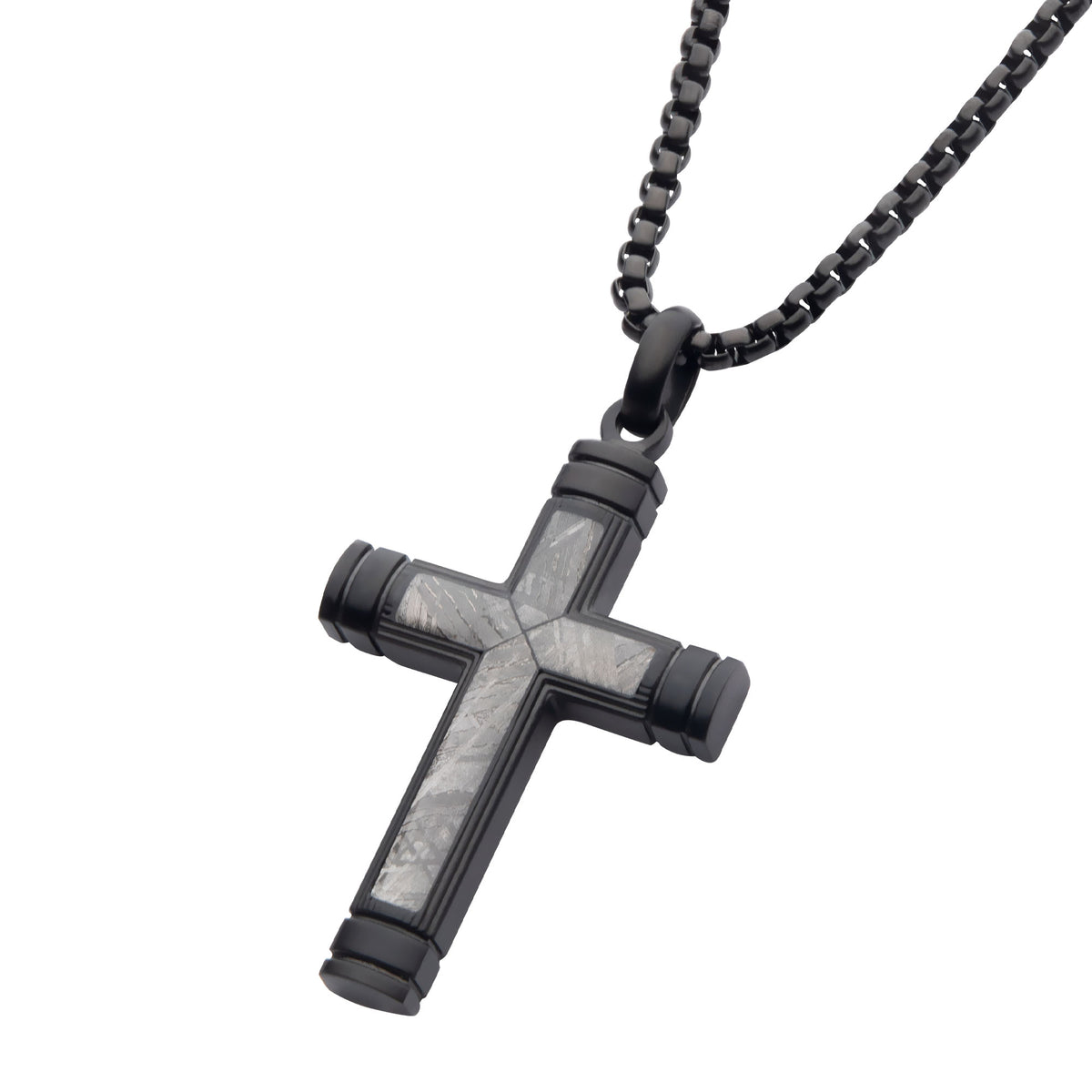 Black Meteorite Cross Pendant