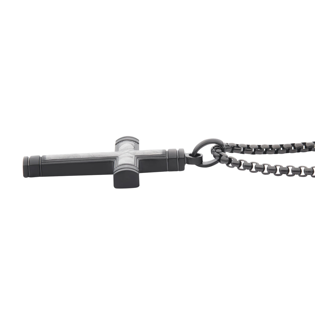 Black Meteorite Cross Pendant