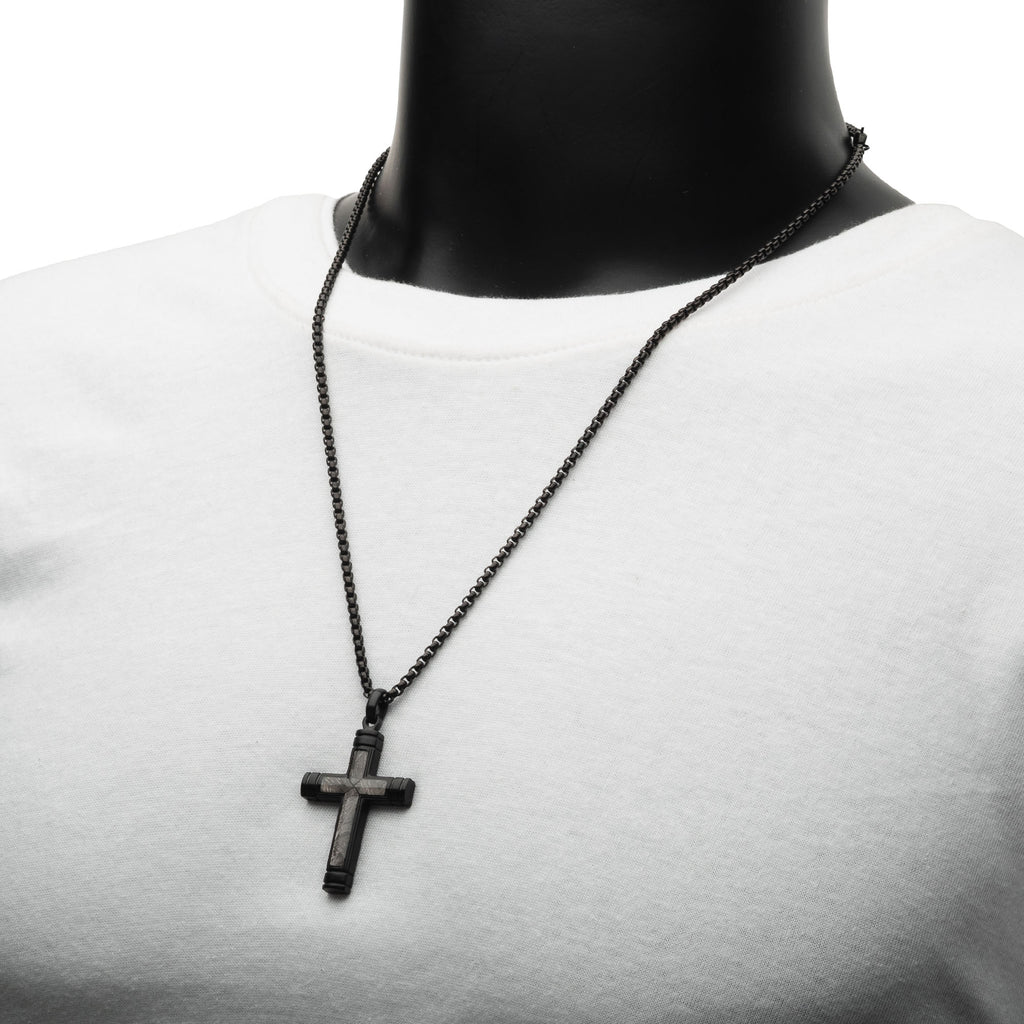 Black Meteorite Cross Pendant
