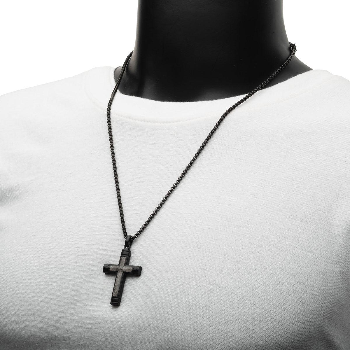 Black Meteorite Cross Pendant