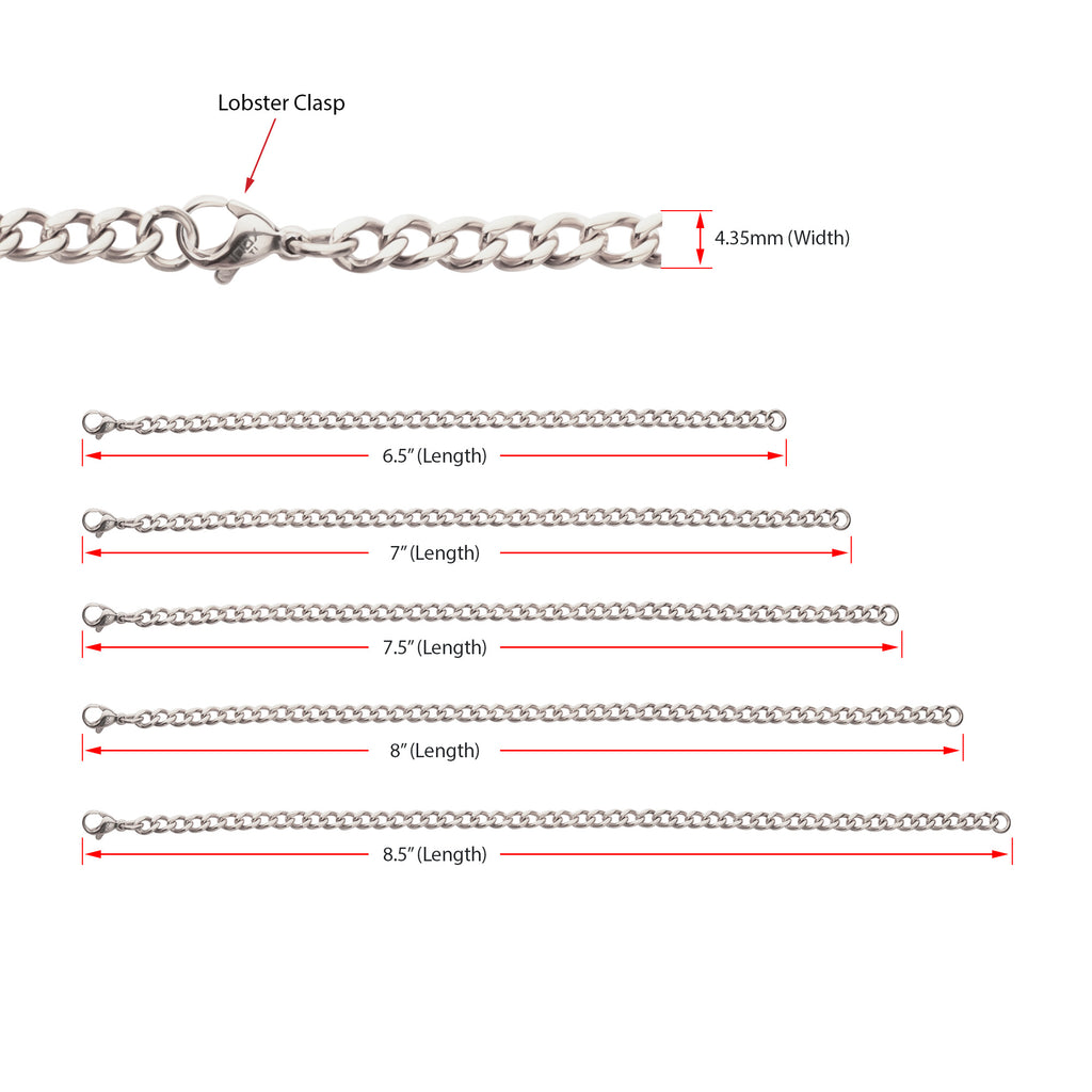 4.35mm Titanium Figaro Bracelet