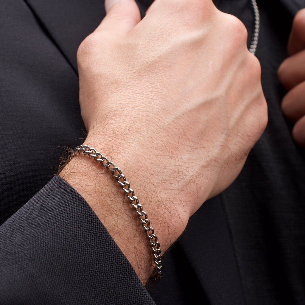 4.35mm Titanium Figaro Bracelet