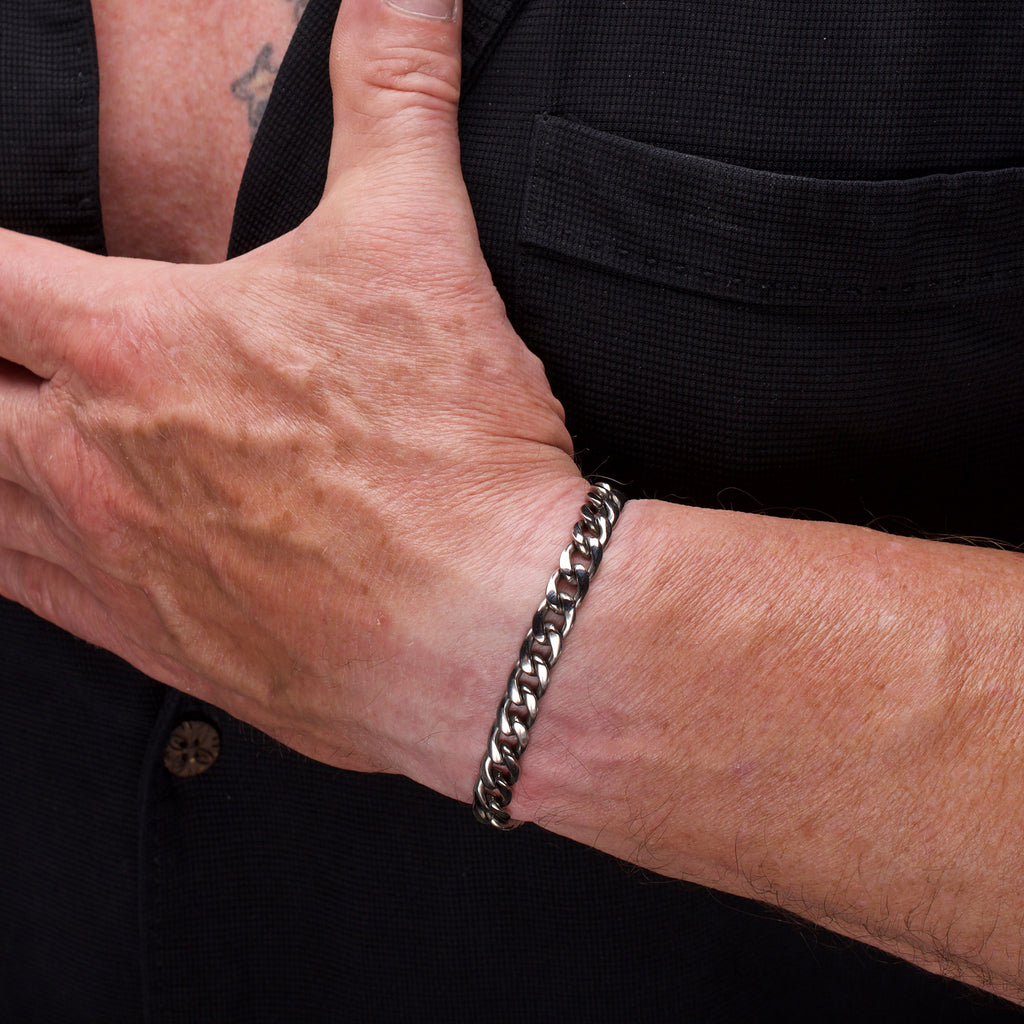 7.4mm Titanium Figaro Bracelet