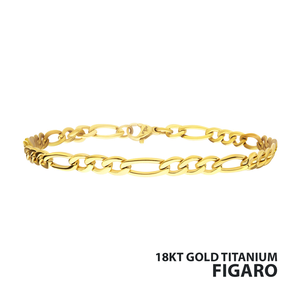 4.7mm Gold Titanium Figaro Bracelet