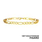 4.7mm Gold Titanium Figaro Bracelet