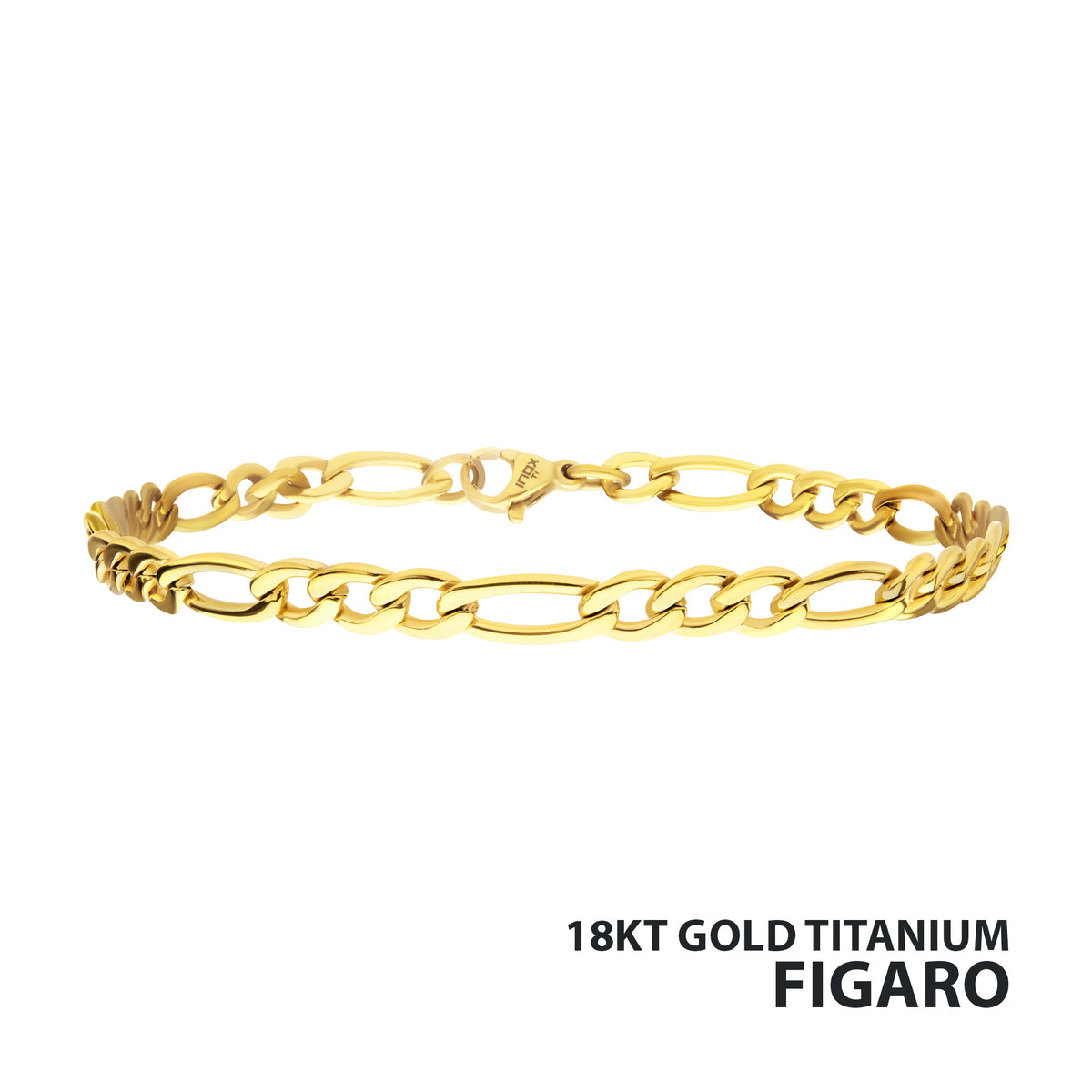 4.7mm Gold Titanium Figaro Bracelet