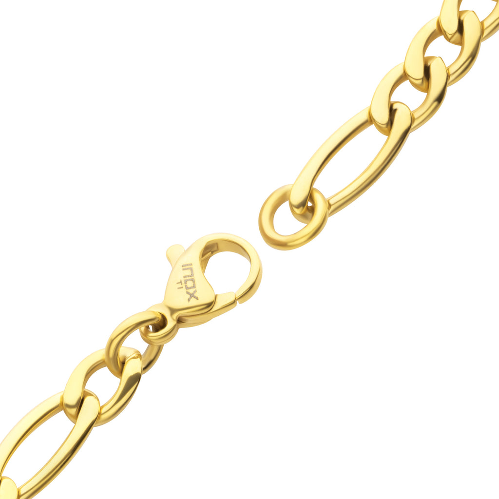 4.7mm Gold Titanium Figaro Bracelet