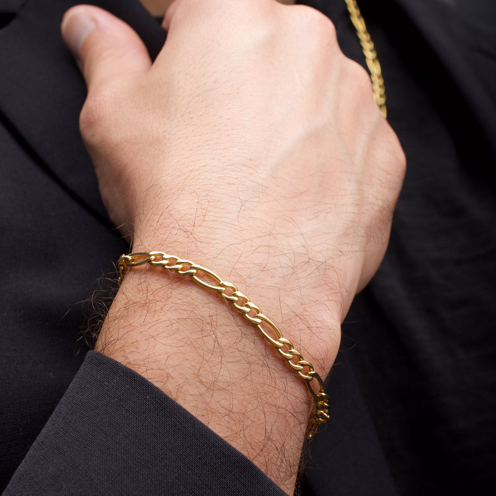 4.7mm Gold Titanium Figaro Bracelet