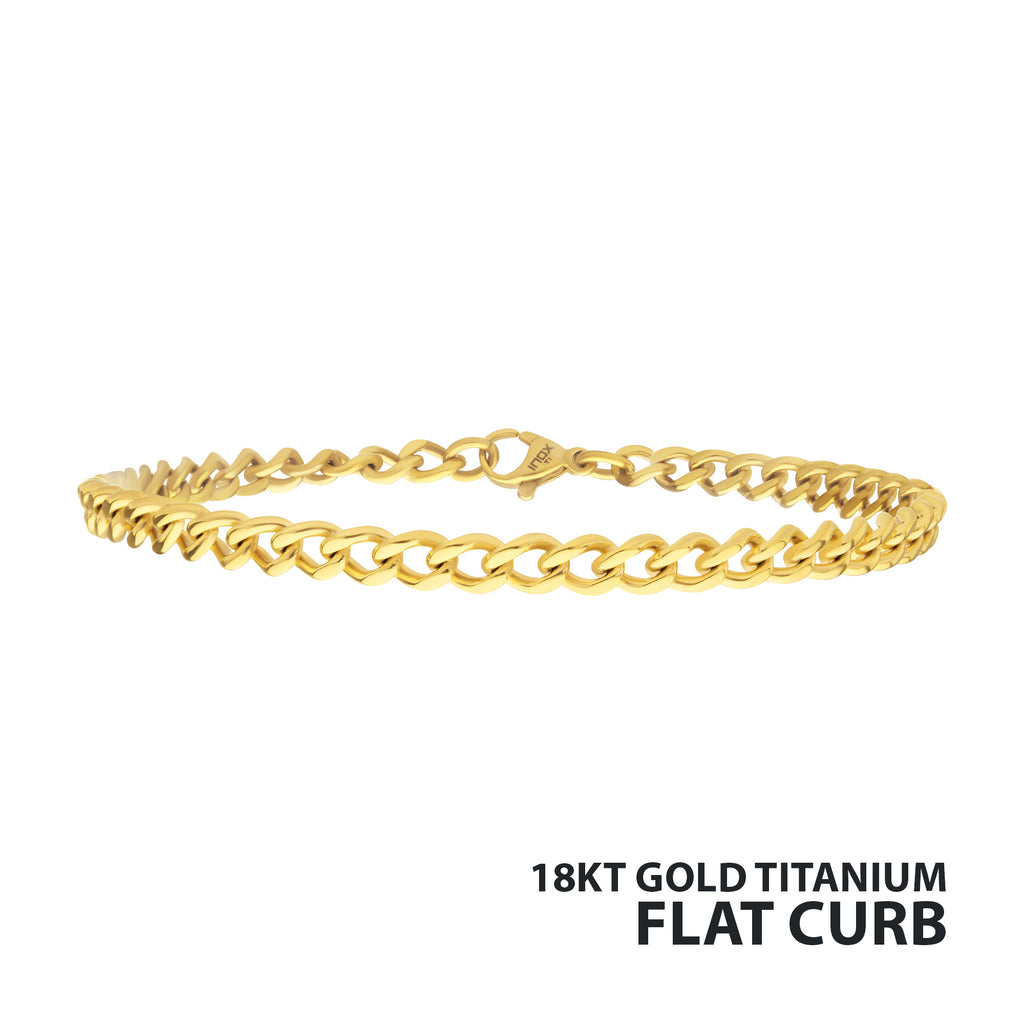 4.35mm Gold Titanium Figaro Bracelet