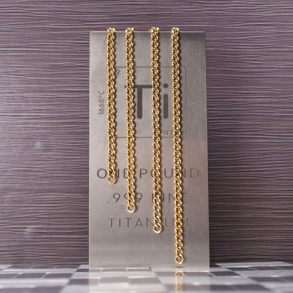 4.35mm Gold Titanium Figaro Bracelet