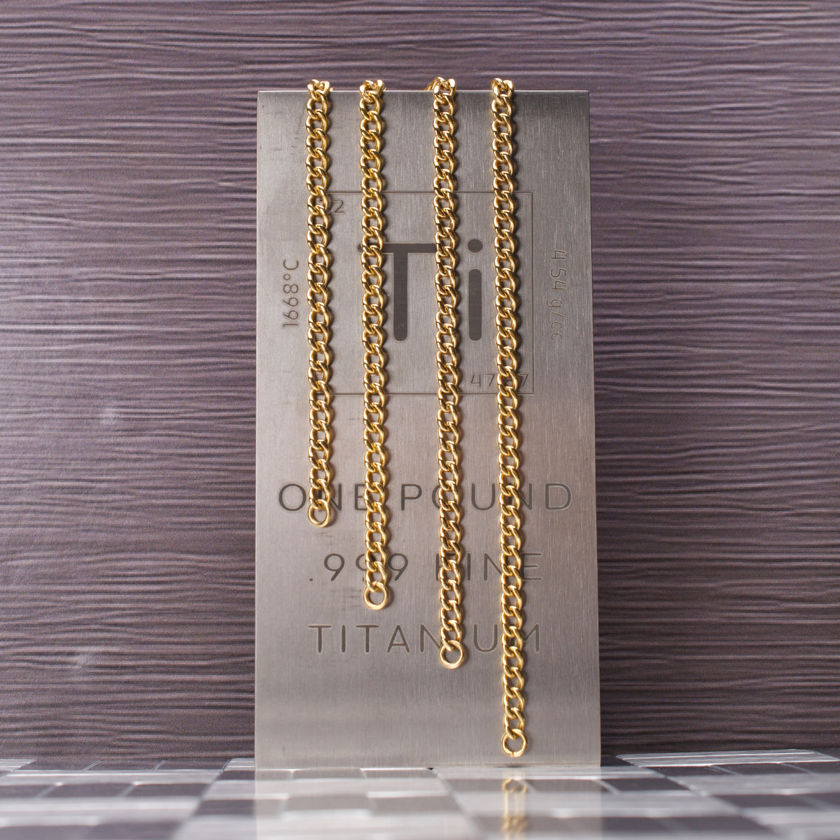 4.35mm Gold Titanium Figaro Bracelet