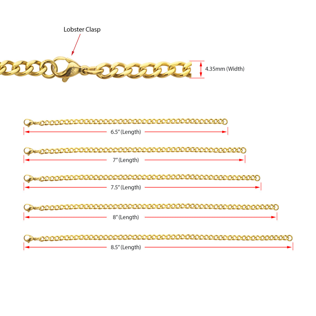 4.35mm Gold Titanium Figaro Bracelet