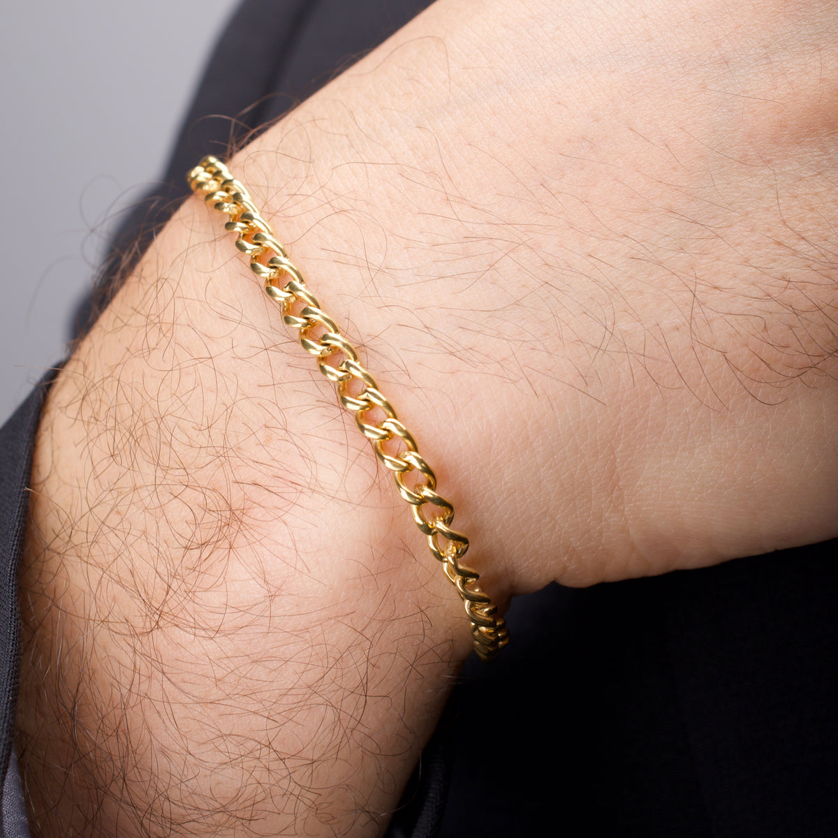 4.35mm Gold Titanium Figaro Bracelet