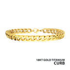 7.4mm Gold Titanium Figaro Bracelet