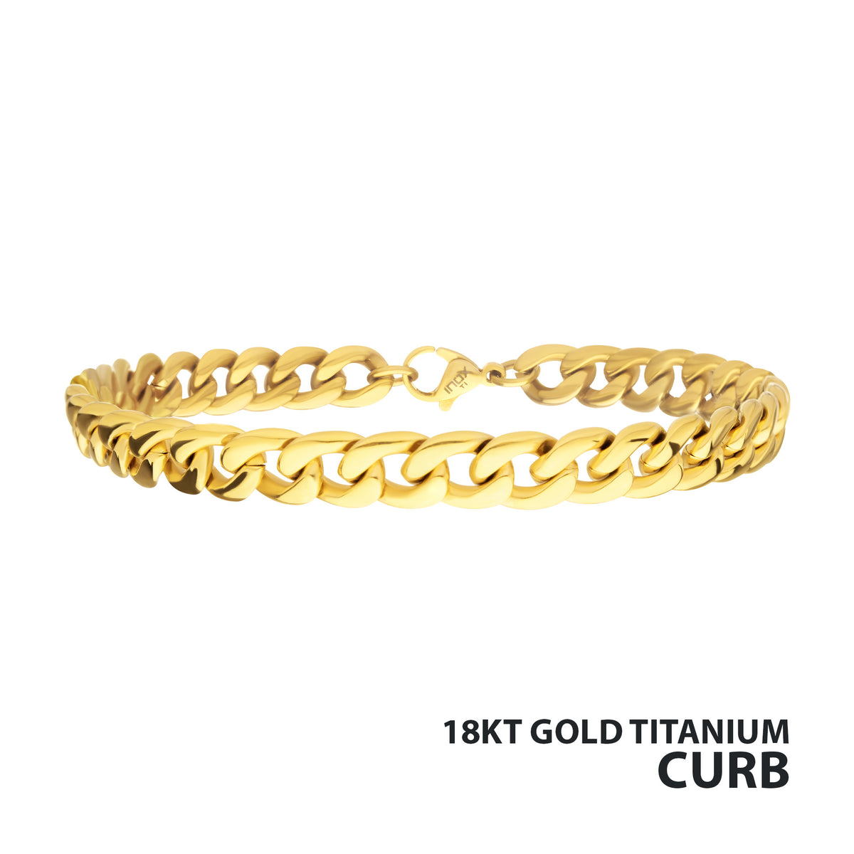 7.4mm Gold Titanium Figaro Bracelet