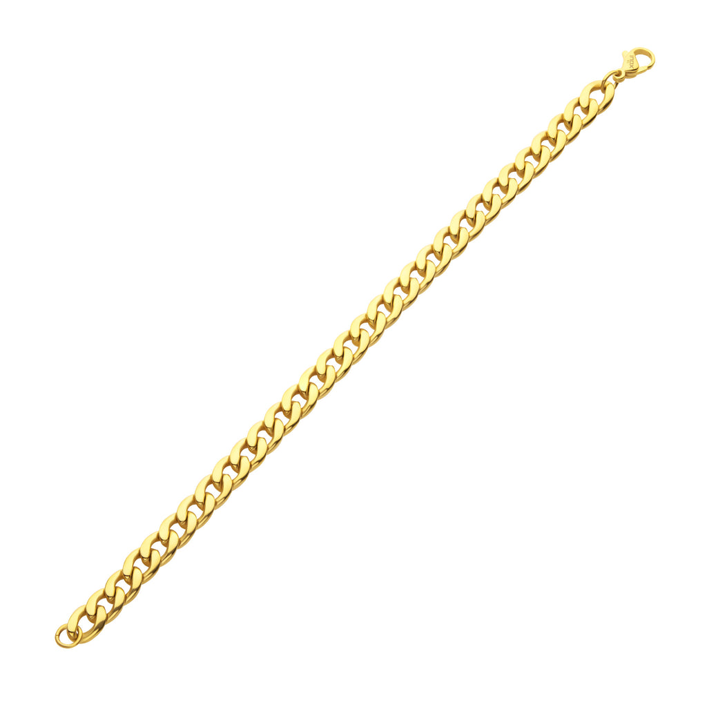 7.4mm Gold Titanium Figaro Bracelet