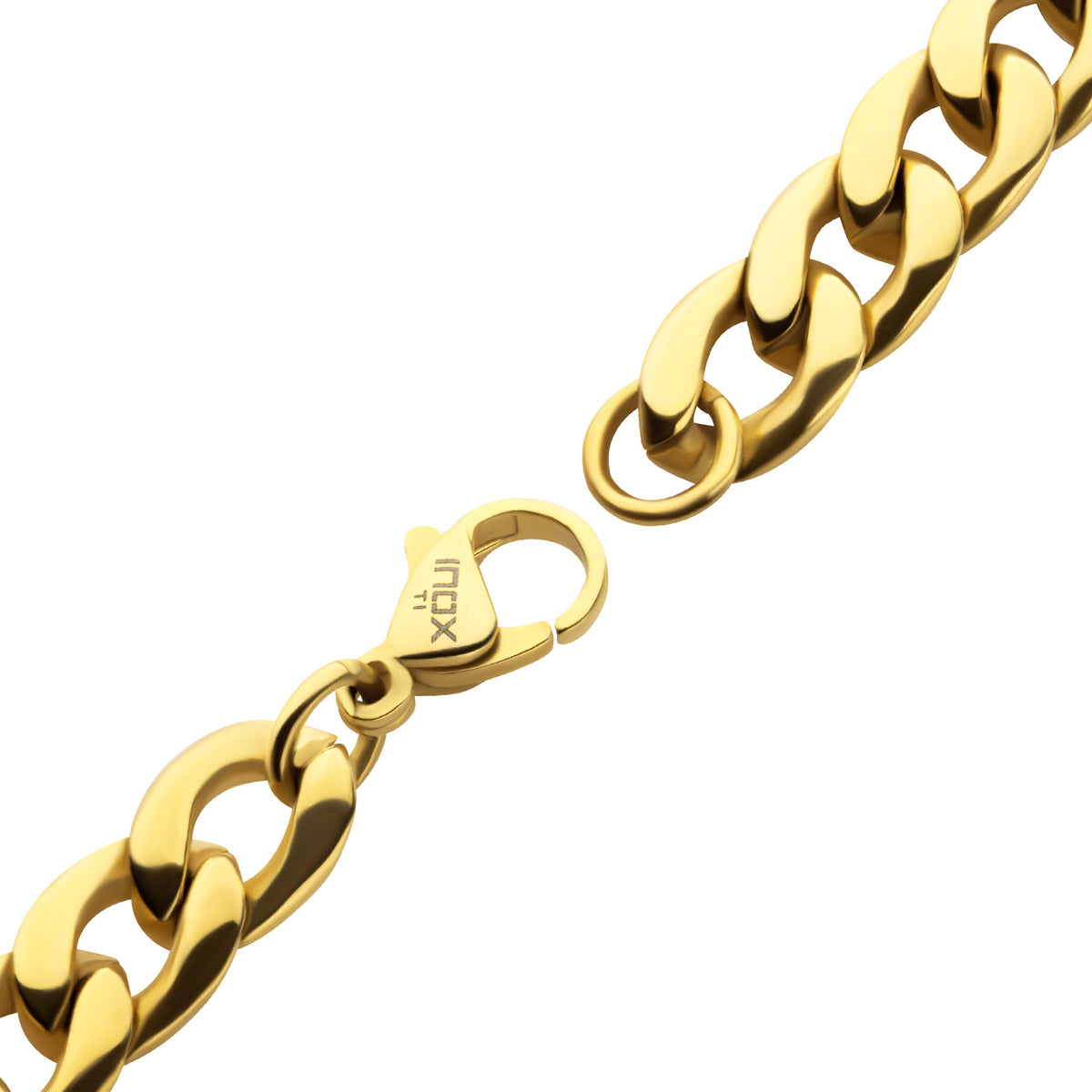 7.4mm Gold Titanium Figaro Bracelet