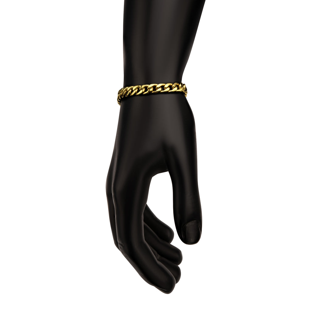7.4mm Gold Titanium Figaro Bracelet