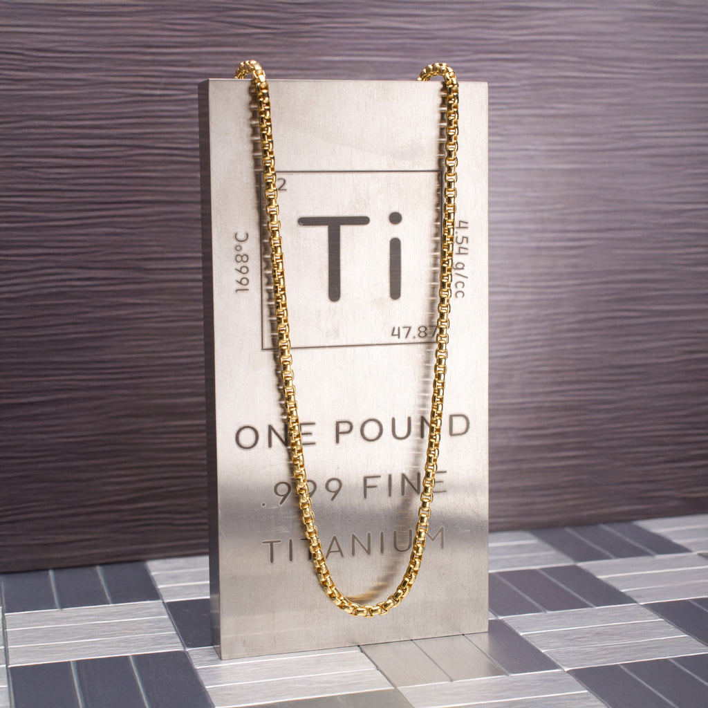 3mm Gold Titanium Figaro Necklace