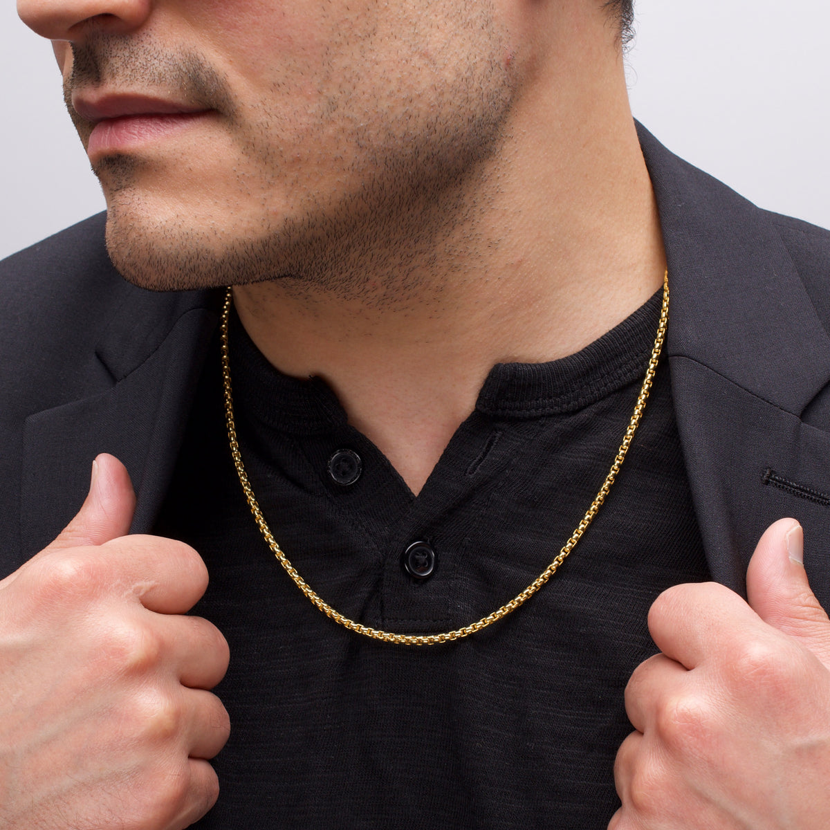 3mm Gold Titanium Figaro Necklace
