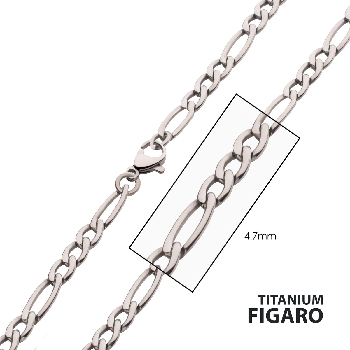 4.7mm Titanium Figaro Necklace