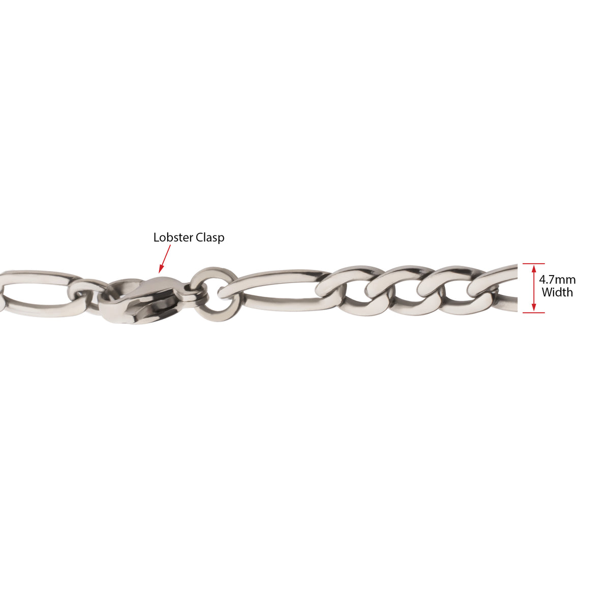4.7mm Titanium Figaro Necklace