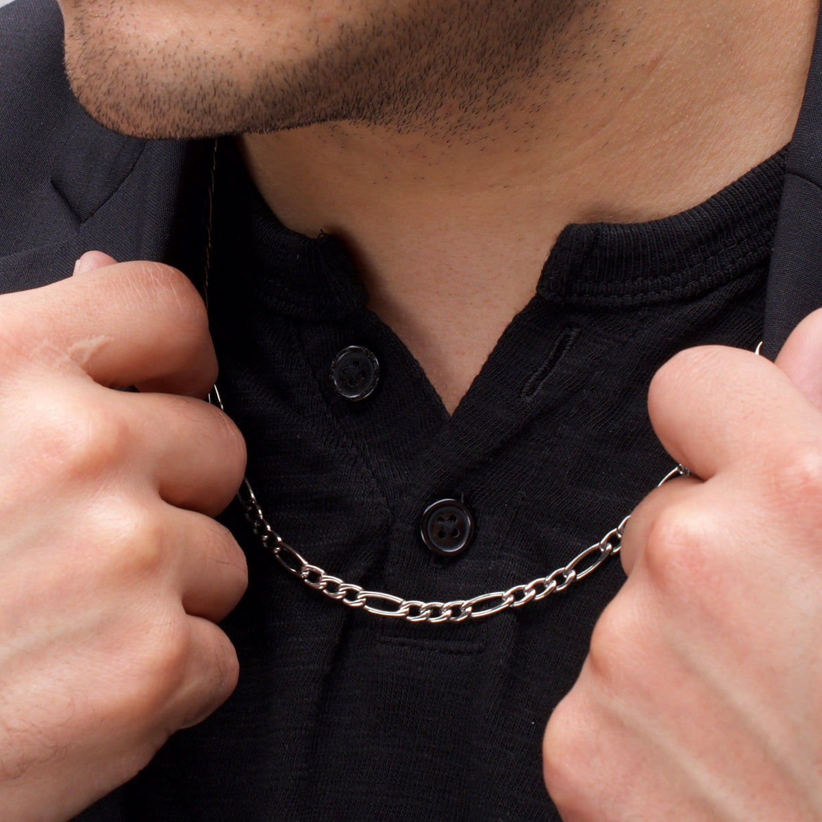 4.7mm Titanium Figaro Necklace