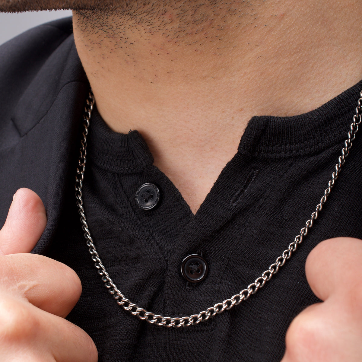 3.5mm Titanium Figaro Necklace