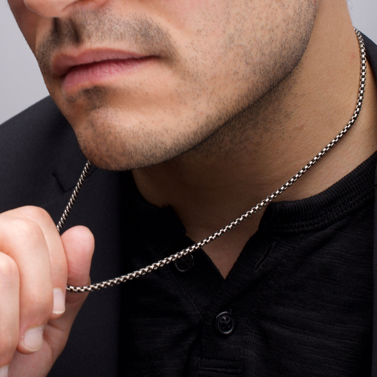 3mm Titanium Figaro Necklace